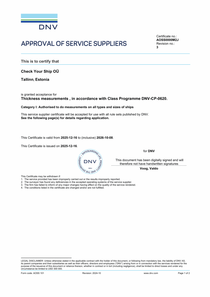 DNV : International accredited registrar and classification society headquartered in Høvik, Norway.